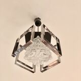 Glass and chrome hanging lamp 1970