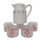 6 glasses Basque bodega with Basque pitcher
