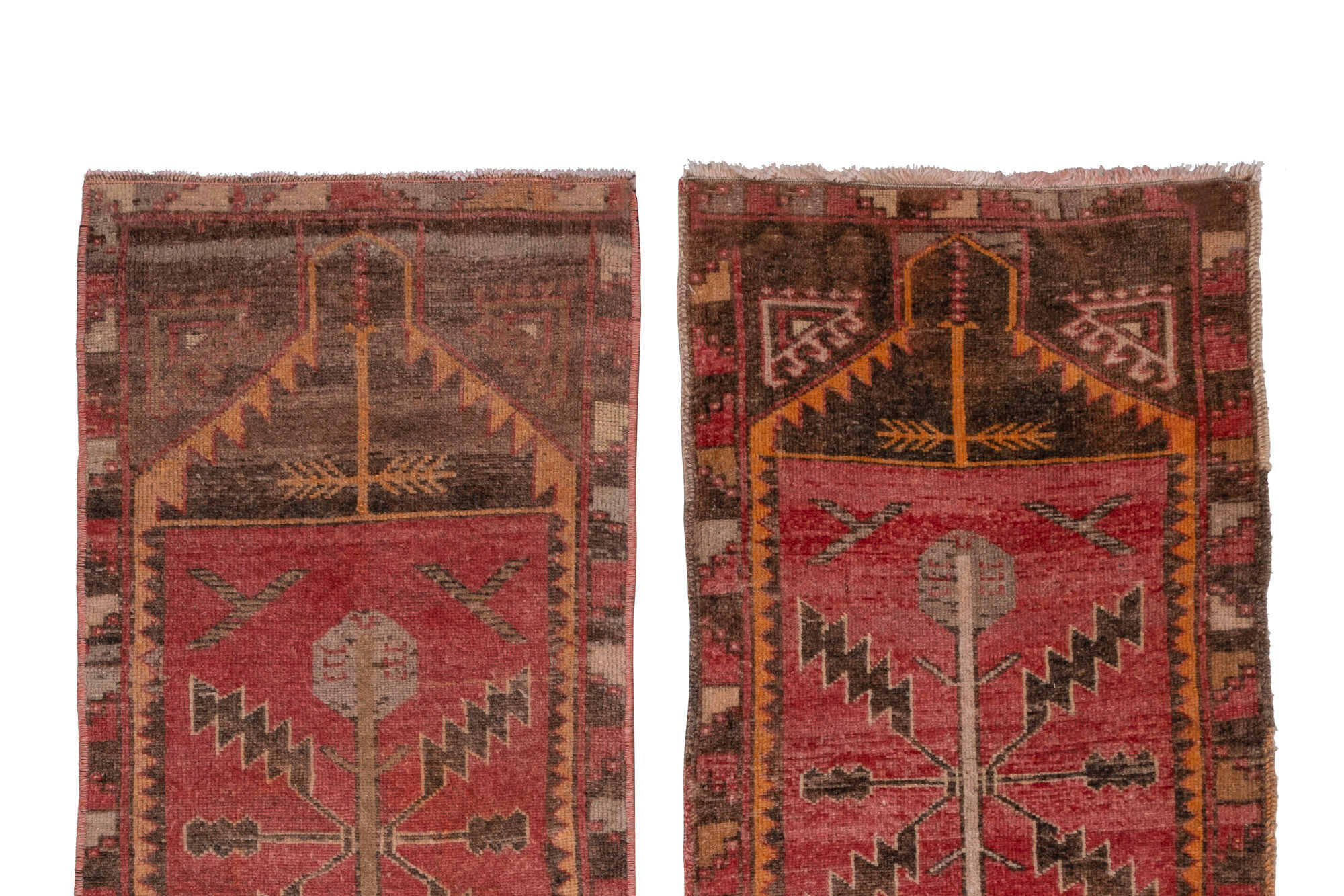 Set of 2 piece hand knotted oriental turkish area rugs 48 x 108 - 50 x 110 cm