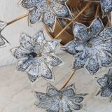 Large Murano Vintage Ceiling Light Black Flowers, 1970s