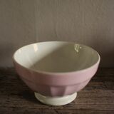 Small pink ribbed footed bowl Digoin Sarreguemines