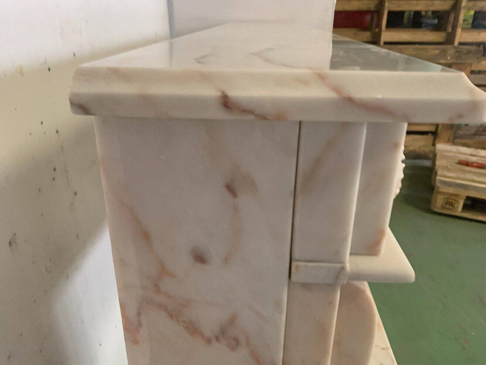 Louis XVI Style Fireplace In Pink Veined Marble XX Century
