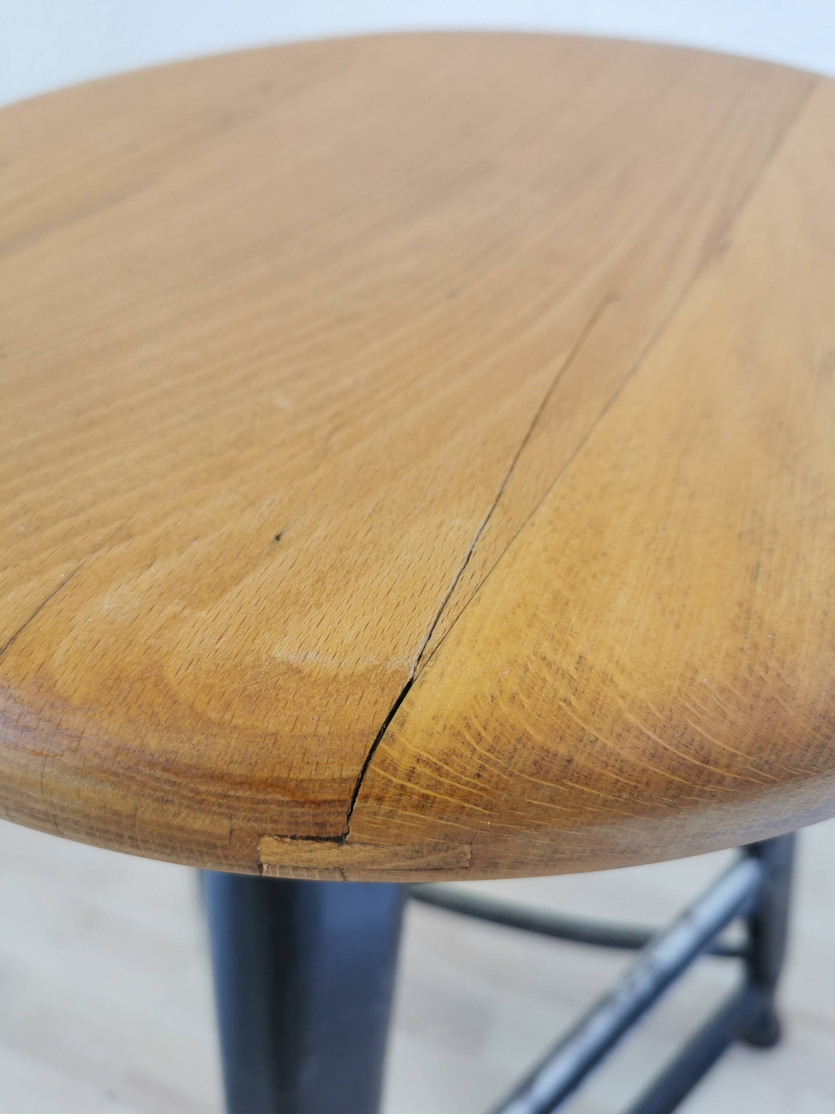 Tabouret de bar industriel vintage en bois et métal