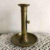 Gold-plated brass push-button candle holder