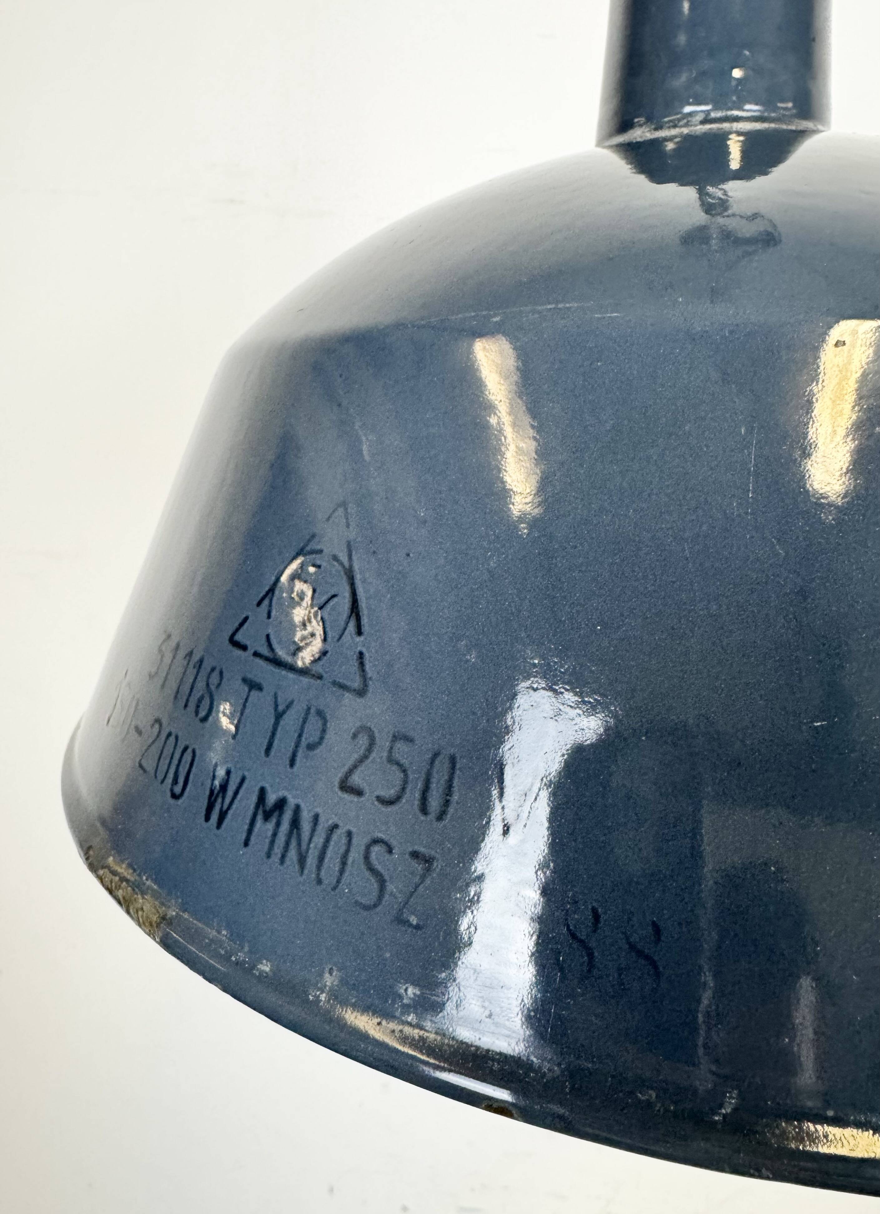 Industrial dark blue enamel pendant lamp from emax, 1960s