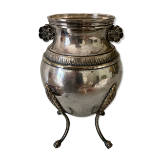 Small silver metal vase