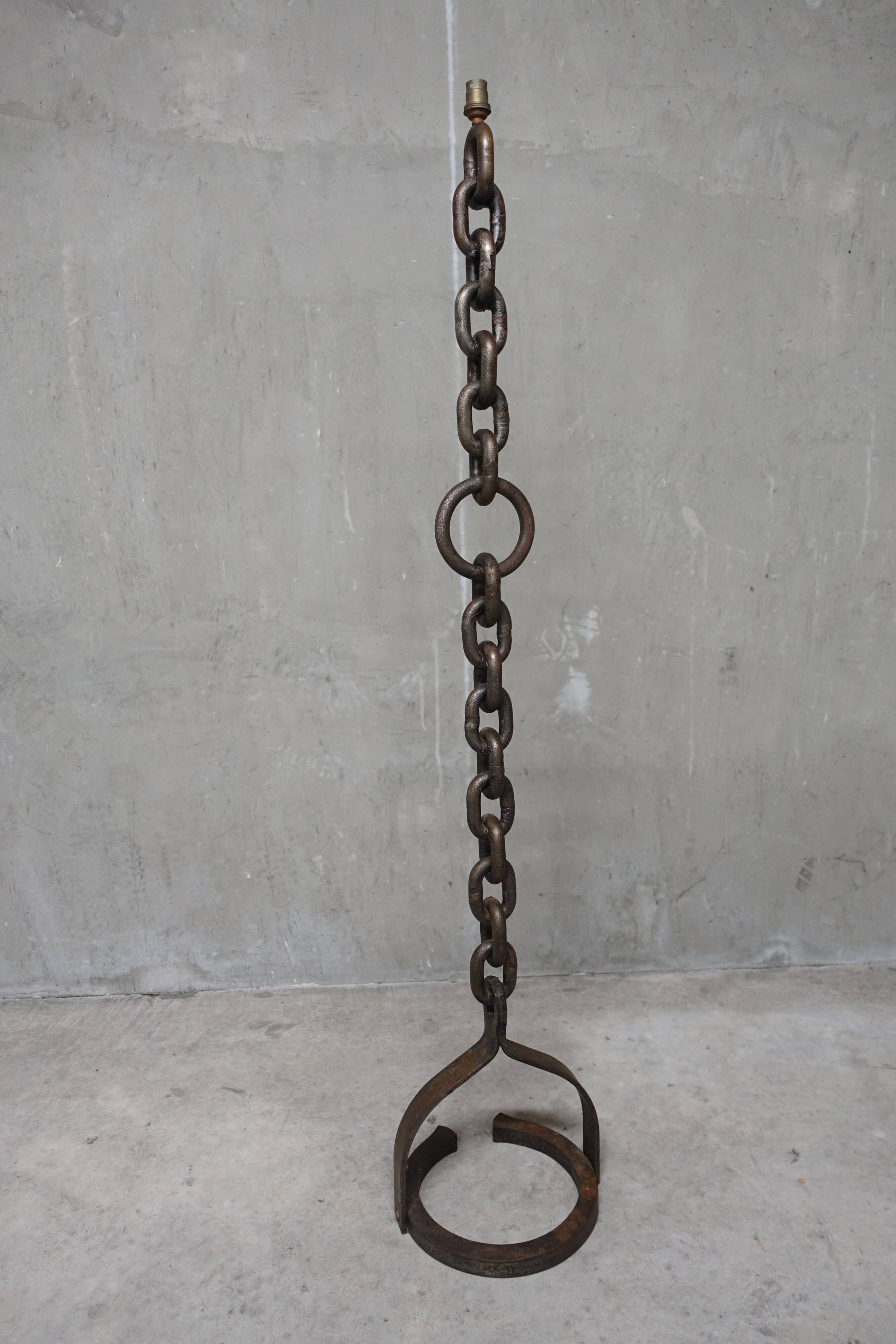 Brutalist wrought iron chain floor lamp 1960s