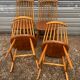 Set of 4 vintage beech chairs with teak seat