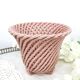 Small vintage handmade plant pot in pink woven ceramic