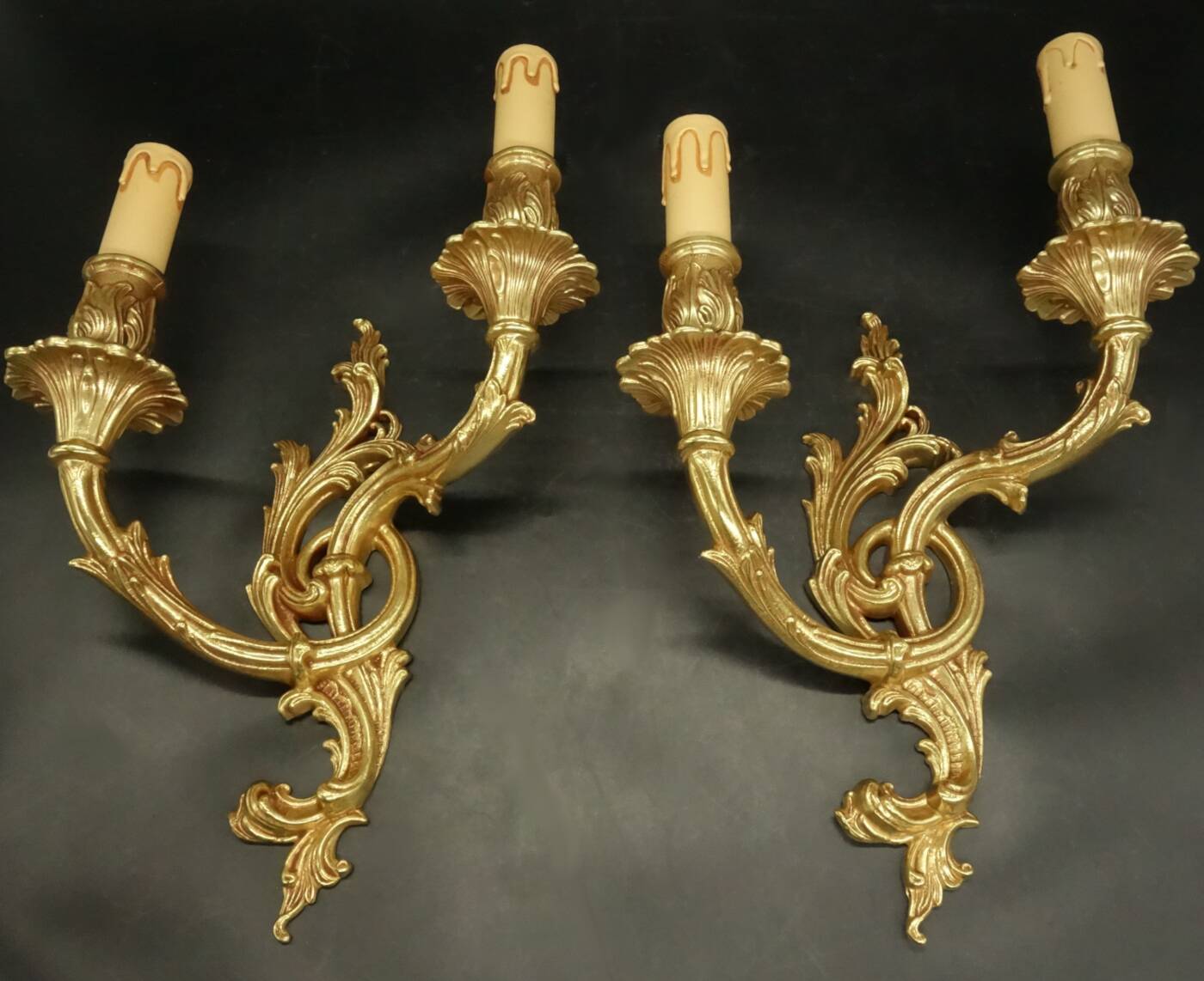 Pair of large Rocaille / Rococo / Baroque style wall lights
