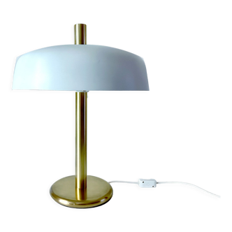 Lampe vintage, années 70, laiton doré blanc