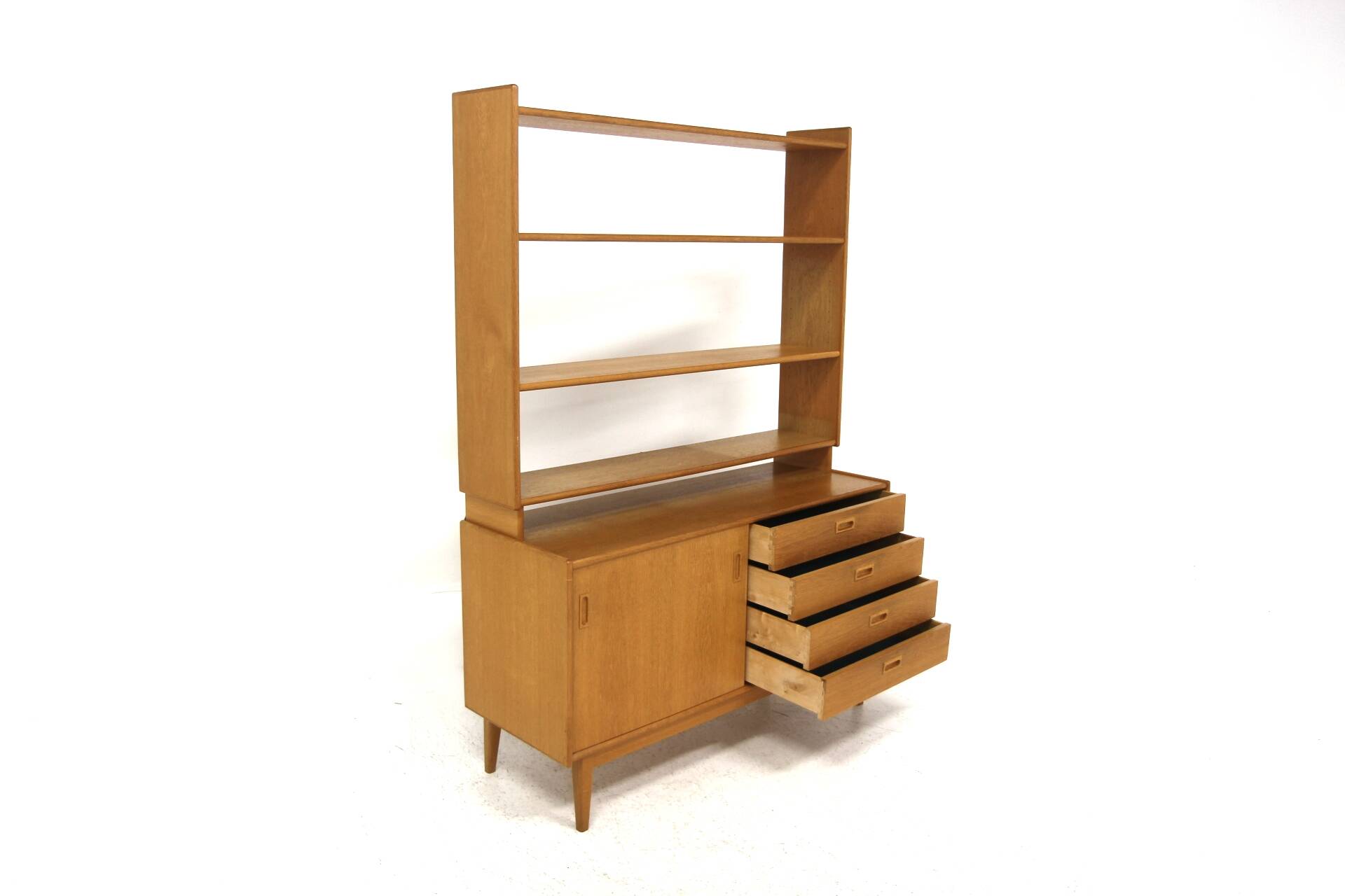 Scandinavian oak chest of drawers-bookcase, Sweden, 1960