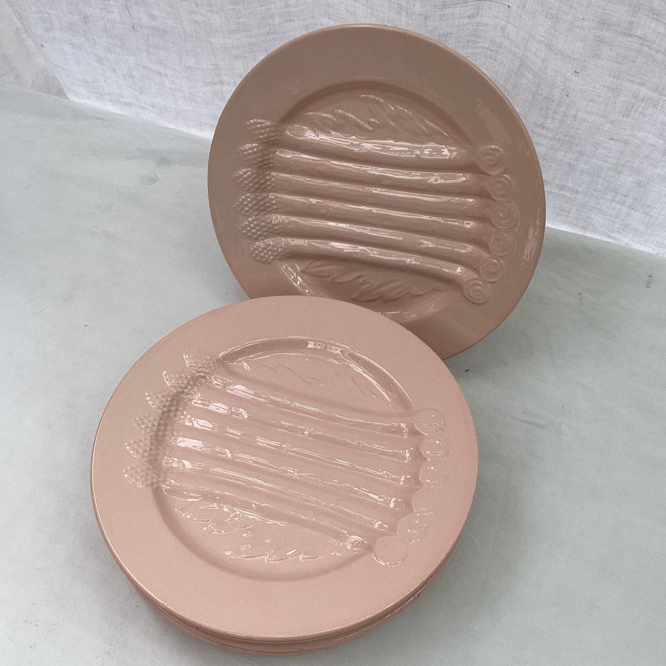 Set of six plates asparagus pale pink color porcelain dimension: D-25cm-