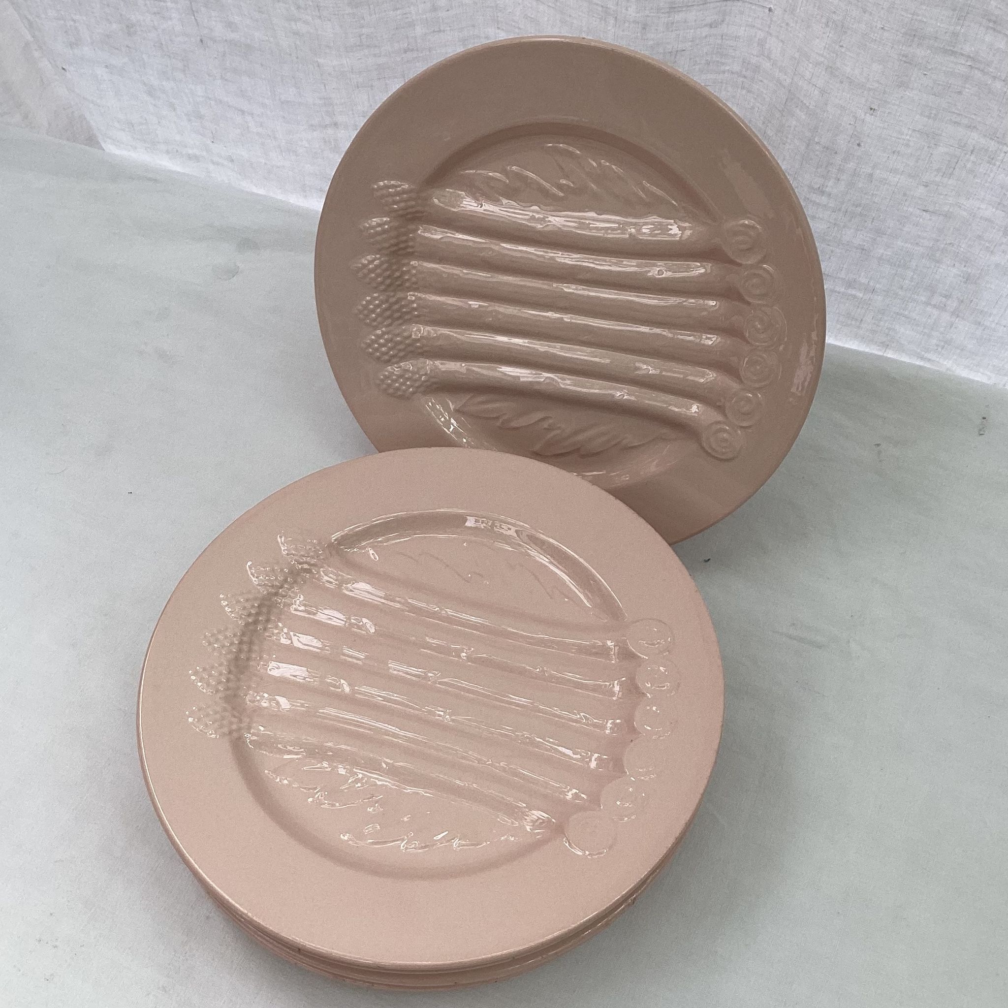 Set of six plates asparagus pale pink color porcelain dimension: D-25cm-