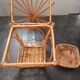 Old plant holder, wicker and rattan suspension, vintage 70s
