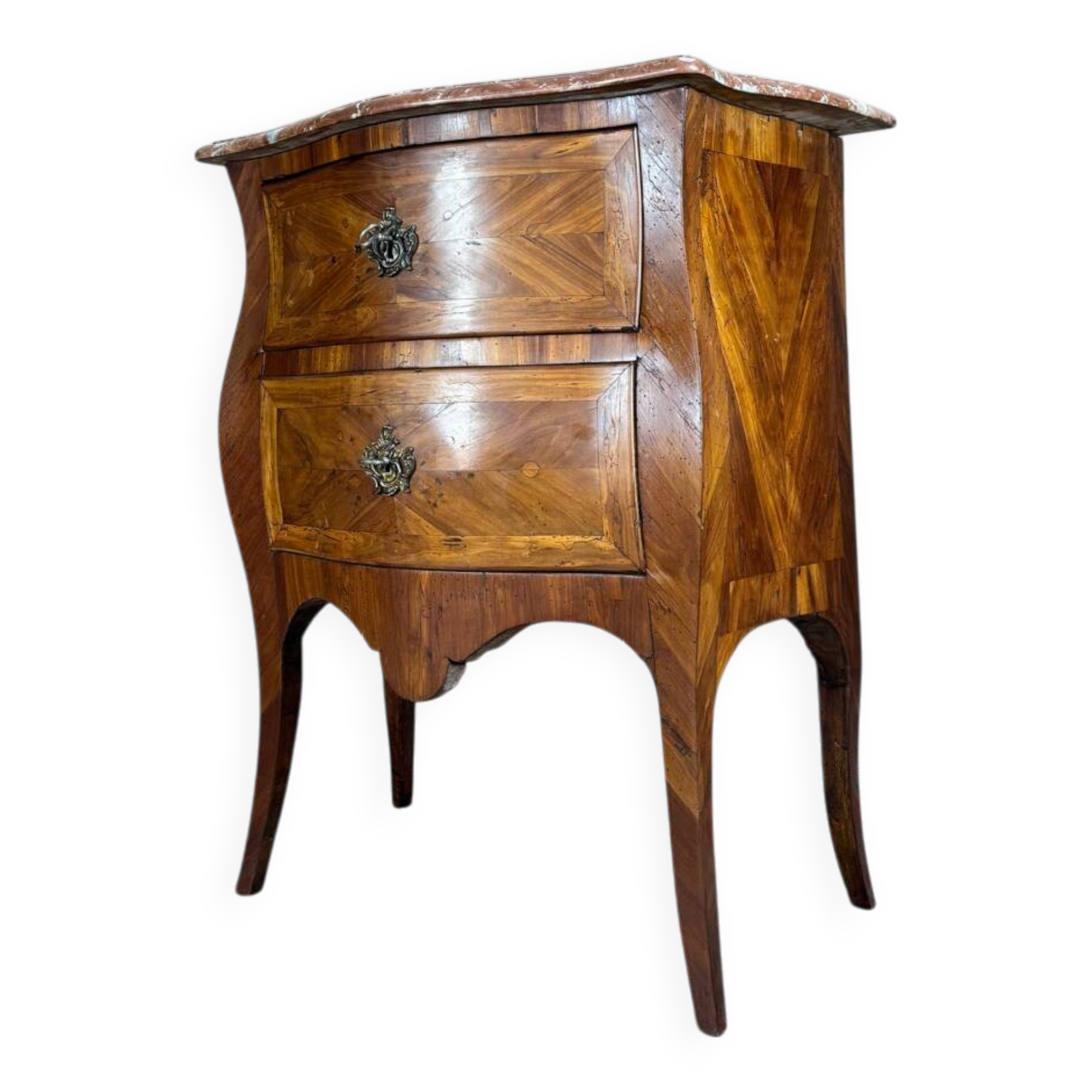 Louis XV Period 18th Century Curved Marquetry Chest of Drawers