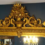 Miroir XIXème en bois stuqué doré 90 x 180 cm