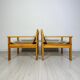 '70s set of 2 pine & canvas lounge chairs by Erik Wørts for IKEA