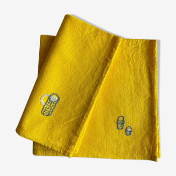 Lot de 2 serviettes brodées, citronnade