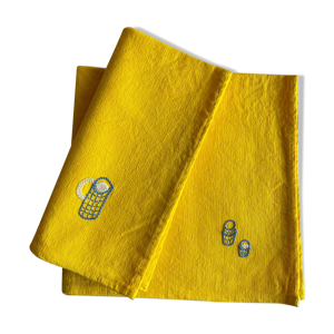 Lot de 2 serviettes brodées,
