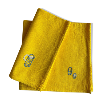 Lot de 2 serviettes brodées, citronnade