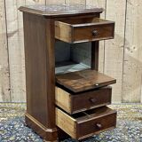 Nightstand in walnut and marble top, late 19th century