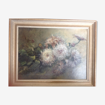 Flower table - oil on canvas