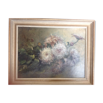 Flower table - oil on canvas
