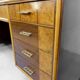 Italian Art Deco Desk In Dark Walnut And Brass.