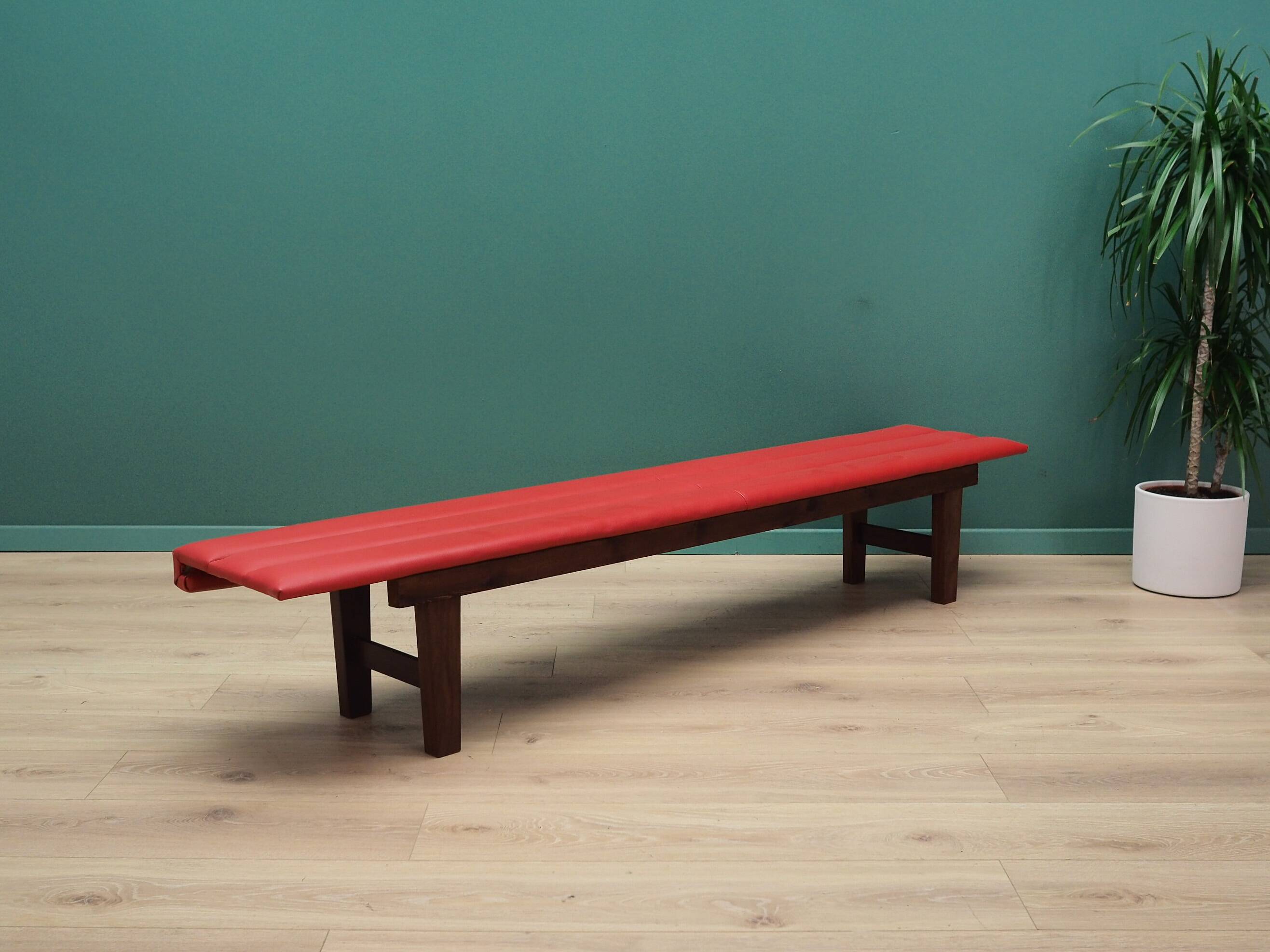 Red eco leather bench, Danish design, 1990s, production: Denmark