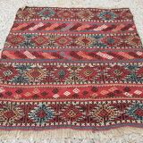 Antique Turkish Kilim Rug shabby vintage old wool country home Kelim 95x93cm