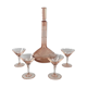 Pink glass liquor service, engraved decanter