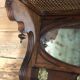 Walnut coat / towel holder 5 brass hooks 1900