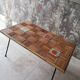 Table basse rotin et céramique années 50