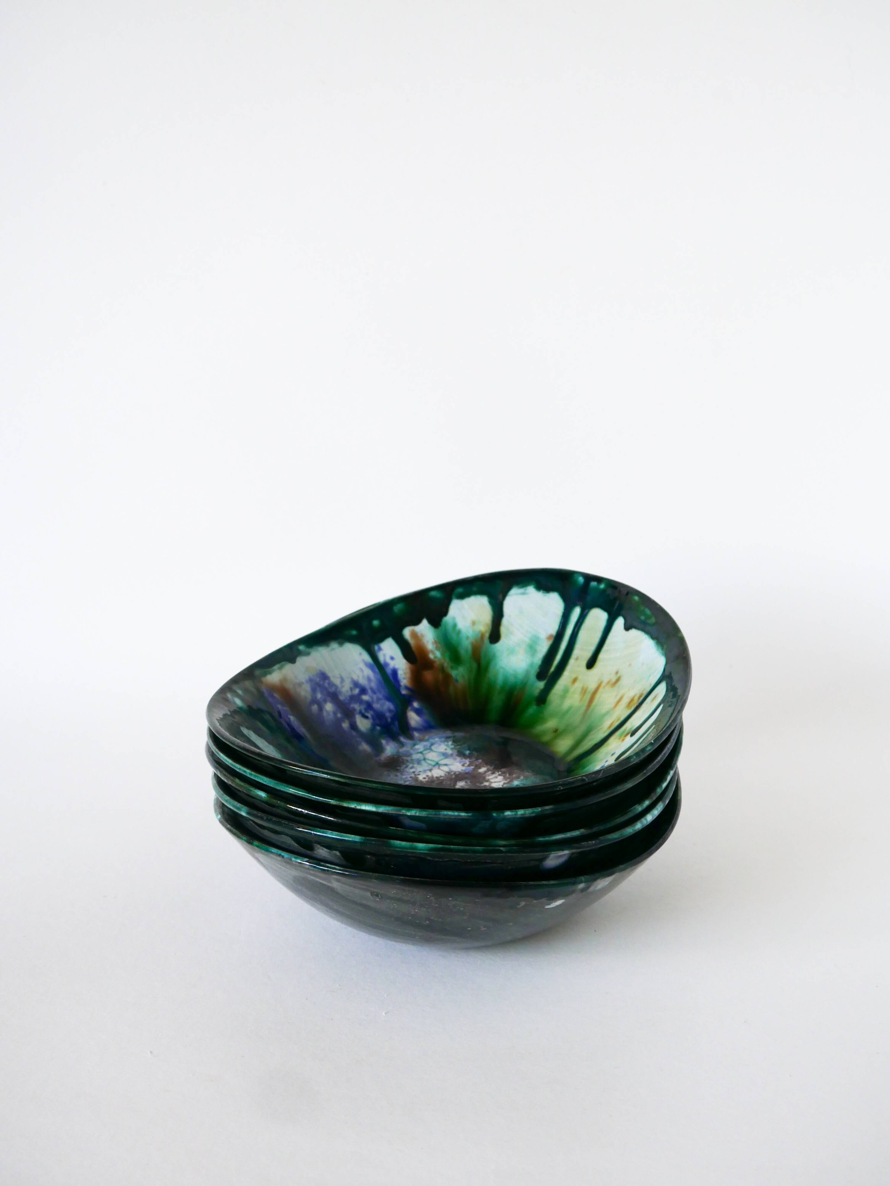 Set of 5 oval deep plates in ceramic from Morvan, 1970.