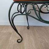 Rattan and wrought iron coffee table