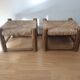 Pair of vintage straw woven foot stools