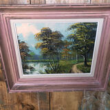 Oil Painting on Canvas MAU LOUIS Riverside + Wood Frame #A217