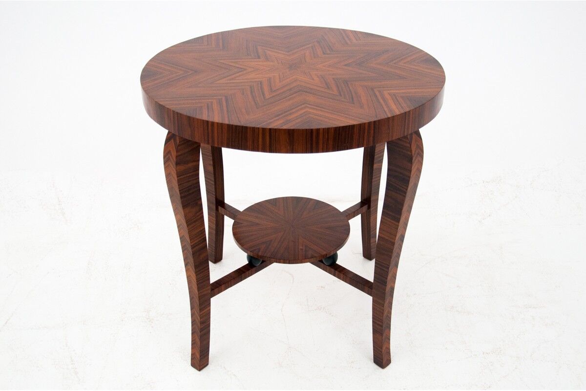 Table basse ronde art déco, pologne, milieu du 20ème siècle