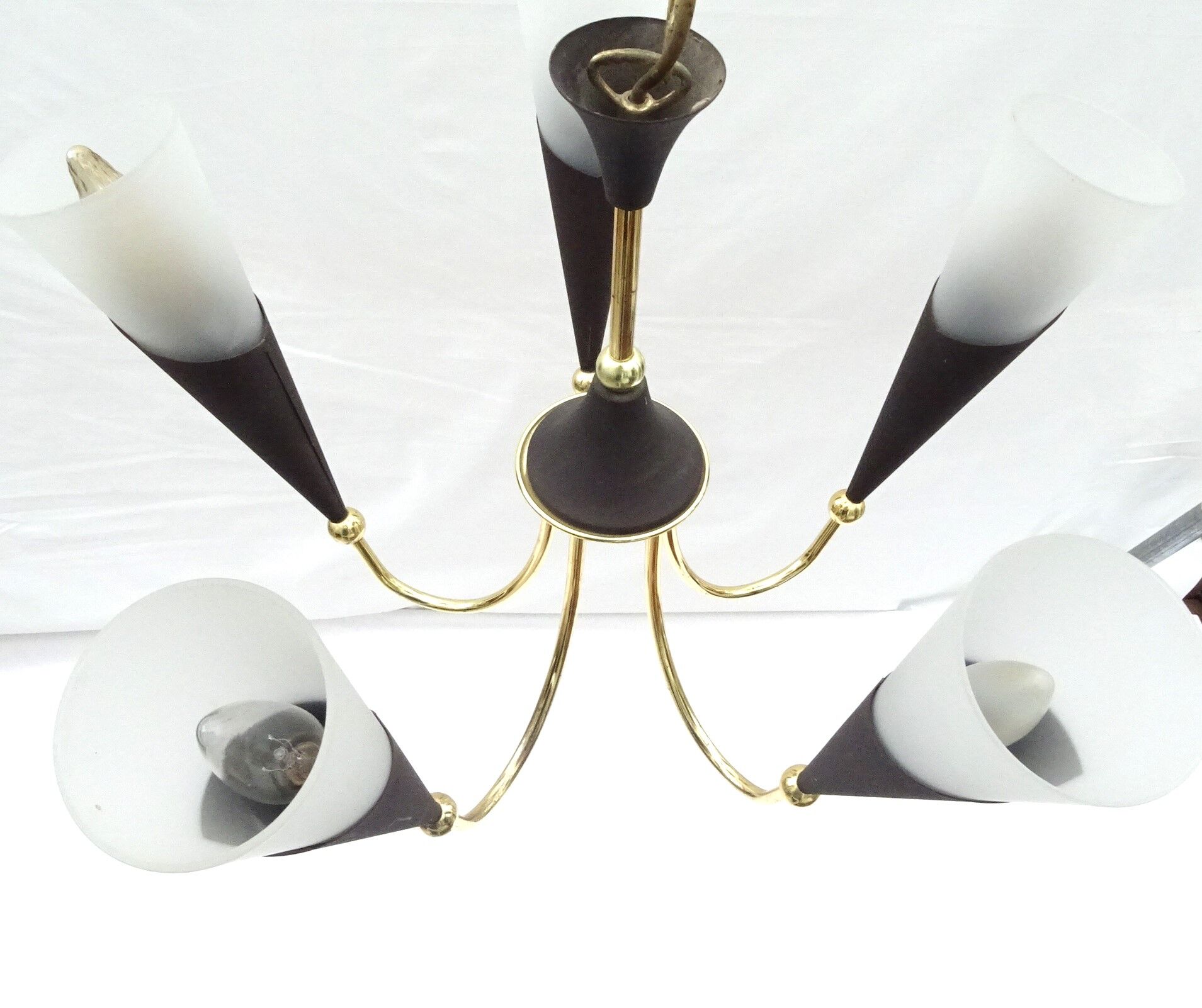 5-branched chandelier cone shaped abat jour