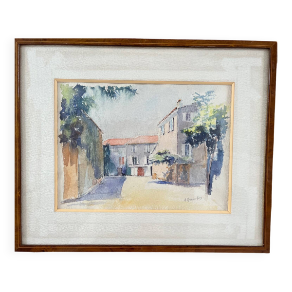 Tableau : aquarelle - paysage méditerranéen