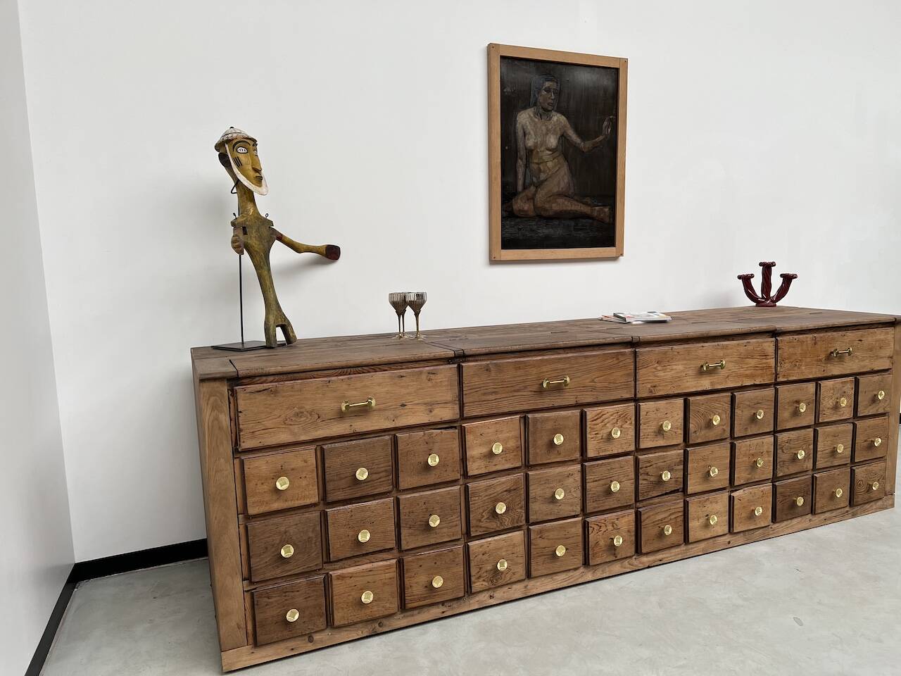 Old trade furniture with oak drawers XL format
