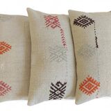 Set of Three Vintage Moorish Style Handloom Wool Kilim Pillows