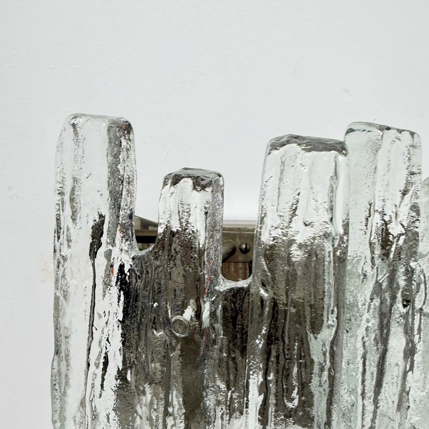 Wall sconce ice glass and metal by J.T. Kalmar for Kalmar, 60s