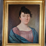 Portrait à l'huile Ecole Française début XIXe siècle d'une jeune femme  Bel état SB