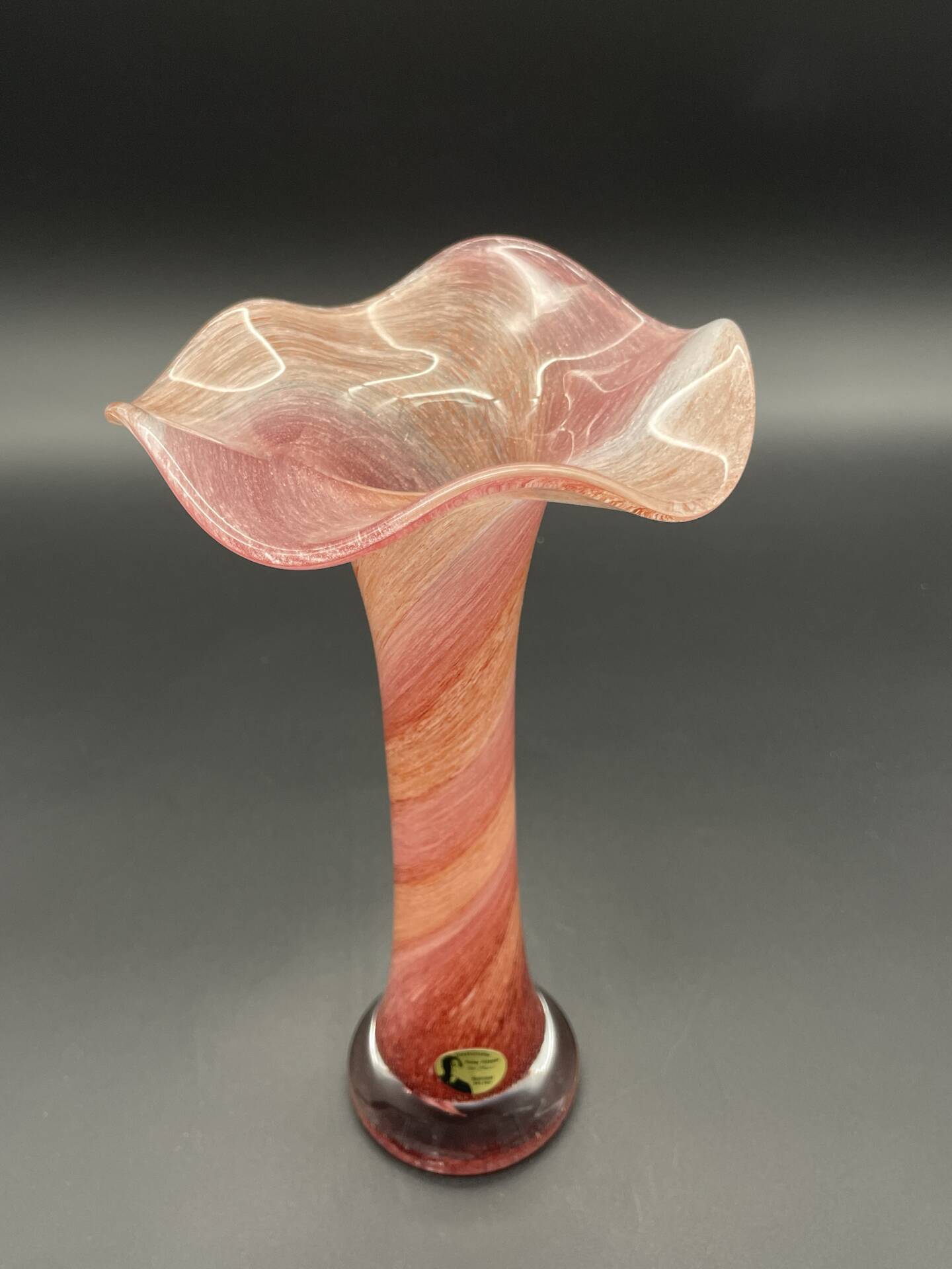 Vase Peter Kaspar en cristal 24 % PbO rose et rouge