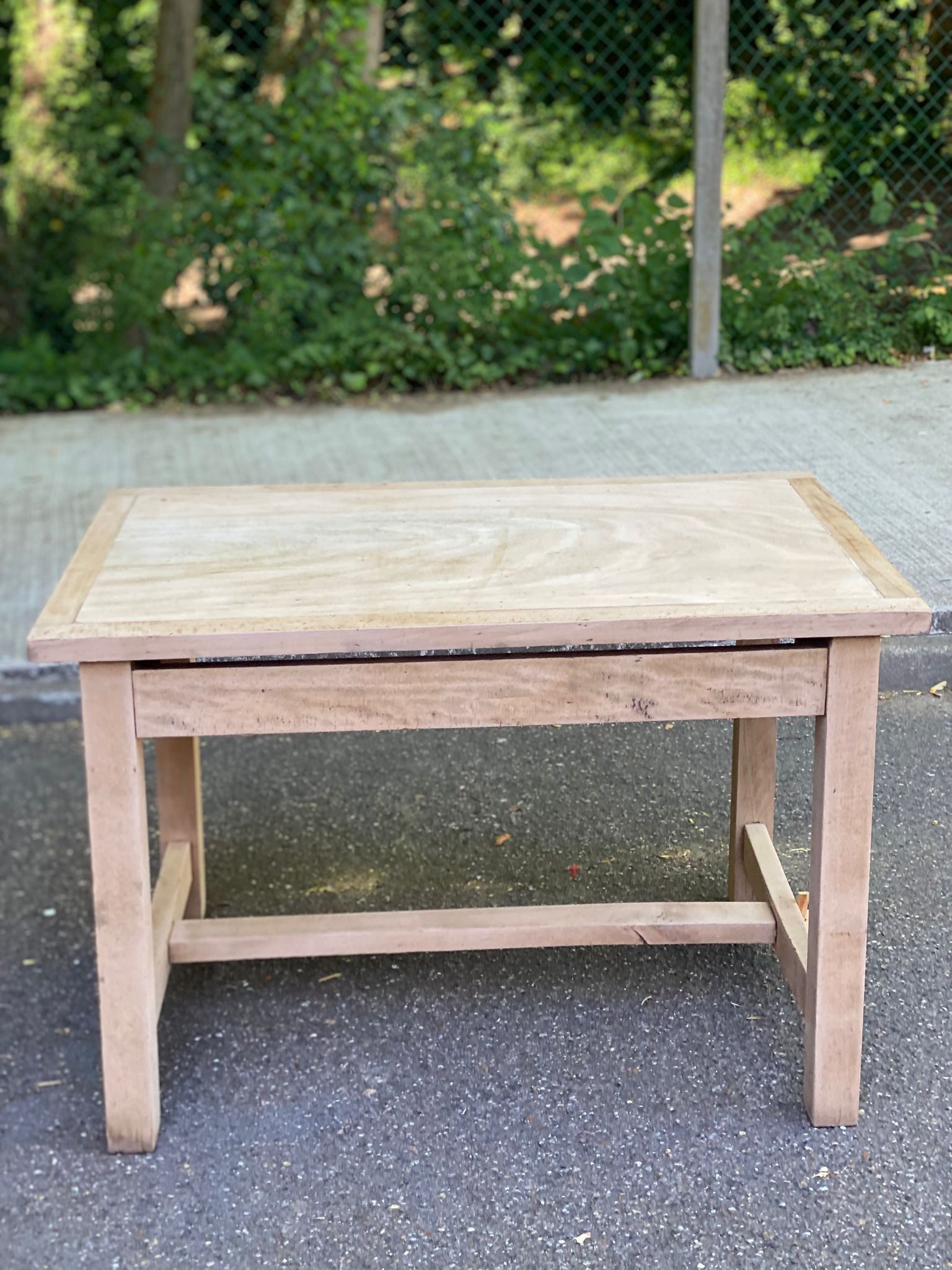 Renovated farmhouse table desk in oak, 110cm from the 1920s.