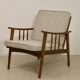 Scandinavian armchair 1960 curved armrests, mottled gray fabric