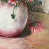 Ancient painting, still life in the cosmos , signed and dated 1991.