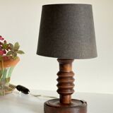 Vintage Charles Dudouyt Style Wooden Lamp